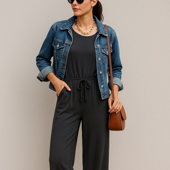 Eileen Fisher Charcoal Jumpsuit - Picture 1 of 7